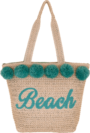 Velika torba za na plažo z napisom Beach v zeleni barvi Camomilla
