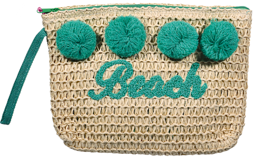 Torba za na plažo z napisom Beach v zeleni barvi Camomilla