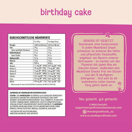 Müsliriegel Chocolate Drizzled Granola Birthday Cake Flavour (5x24g) Made Good