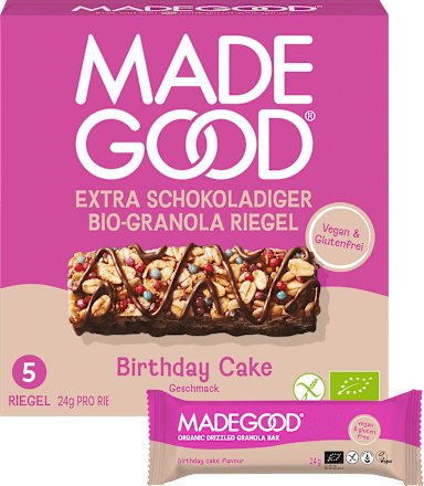 Müsliriegel Chocolate Drizzled Granola Birthday Cake Flavour (5x24g) Made Good