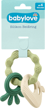 Beißring Silikon beige/grün  babylove