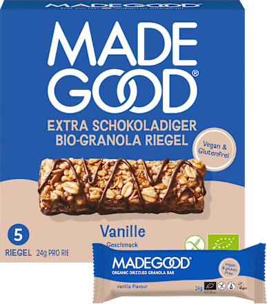 Müsliriegel, Chocolate Drizzled, Granola Bars, Vanilla Flavour (5 Stück) Made Good