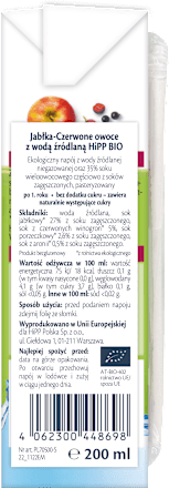 Jabłka – czerwone owoce z wodą źródlaną, po 1. roku  HiPP