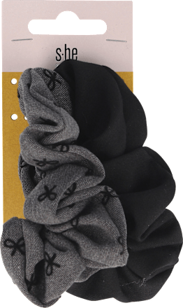 Scrunchie gumice za kosu – siva i crna s-he stylecollection