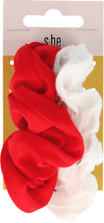 Scrunchie gumice za kosu – crvena i bijela s-he stylecollection
