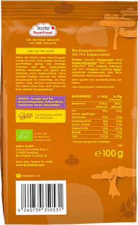Kindersnack Kakao Waffeln ab 3 Jahren FRUCHTBAR Pausenfreund