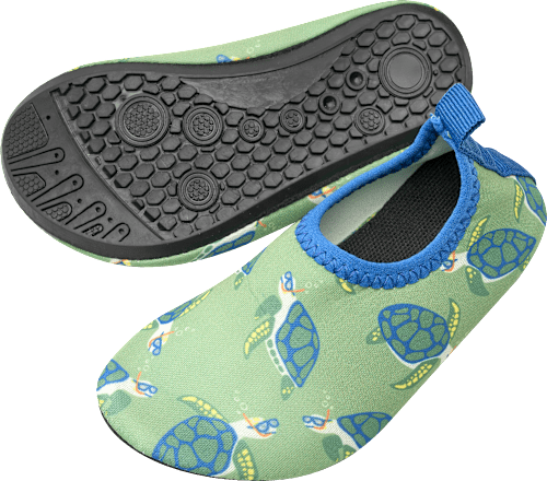 Badeschuhe mit Schildkröten-Muster, grün + blau, Gr. 21/22 PUSBLU