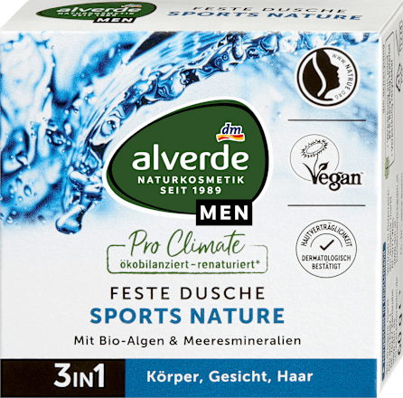 tuhý sprchový gel 3v1 sports nature alverde MEN