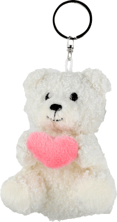 Schlüsselanhänger Bär mit rosa Herz, grau/braun/weiß Dekorieren & Einrichten
