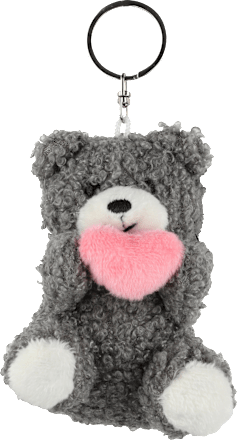 Schlüsselanhänger Bär mit rosa Herz, grau/braun/weiß Dekorieren & Einrichten