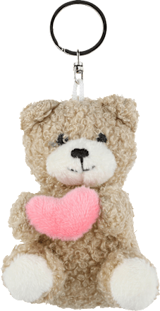 Schlüsselanhänger Bär mit rosa Herz, grau/braun/weiß Dekorieren & Einrichten