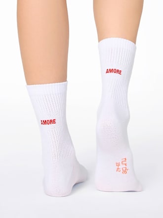 Crew Socken mit Amore-Stickerei weiß Gr. 39-42 nur die