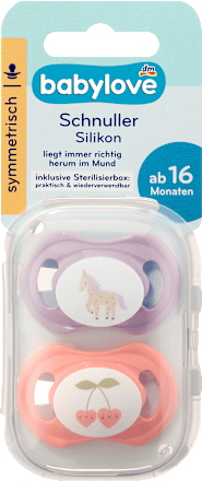 Schnuller Silikon symmetrisch, lila/rosa, Gr. 3 , ab 16 Monaten babylove