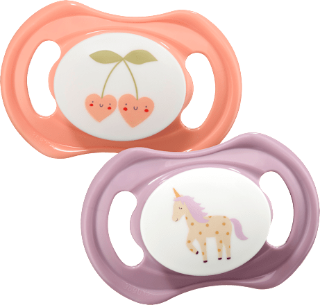 Schnuller Silikon symmetrisch, lila/rosa, Gr. 3 , ab 16 Monaten babylove