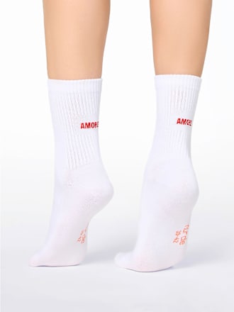 Crew Socken mit Amore-Stickerei weiß Gr. 35-38 nur die