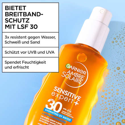 Sonnenspray sensitive expert +, hydrating UV water, LSF 30 Garnier Ambre Solaire
