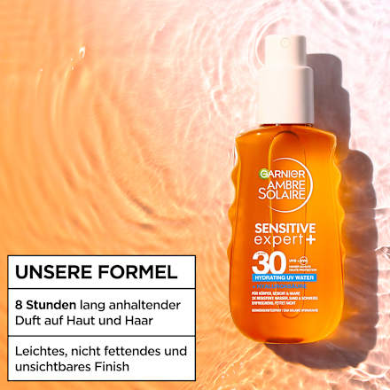 Sonnenspray sensitive expert +, hydrating UV water, LSF 30 Garnier Ambre Solaire