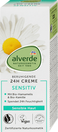 Denný pleťový krém Sensitiv 24h s bio hamamelom a bio harmančekom alverde NATURKOSMETIK