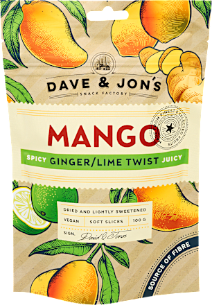 Aszalt mangó, gyömbér-lime ízű DAVE & JON'S