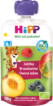 Mus Jabłka-Brzoskwinie-Owoce leśne BIO, po 6. miesiącu HiPP
