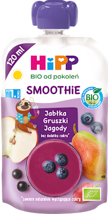 Smoothie Jabłka-Gruszki-Jagody BIO, po 1. roku HiPP