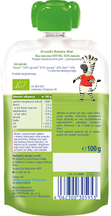 Mus Gruszki-Banany-Kiwi BIO, po 6. miesiącu HiPP
