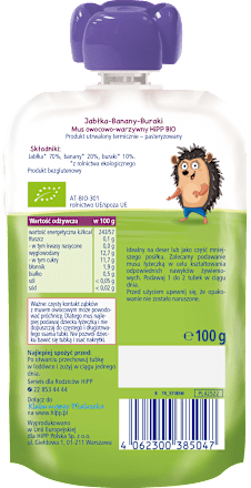 Mus Jabłka-Banany-Buraki BIO, po 5. miesiącu HiPP