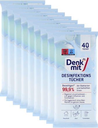 Dezinfekcijske krpice, 9 × 40 kos Denkmit