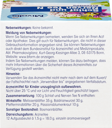 Arzneitee, Schlaf & Nerven Tee N (12 Beutel) Mivolis