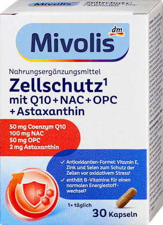 Zellschutz mit Q10 + NAC + OPC + Astaxanthin Kapseln 30 St Mivolis