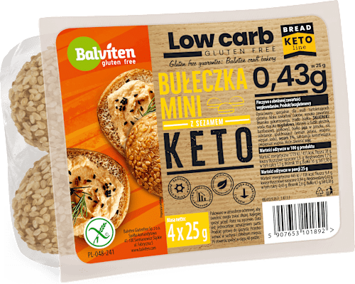 Mini bułeczki z sezamem Keto 4x25g Balviten