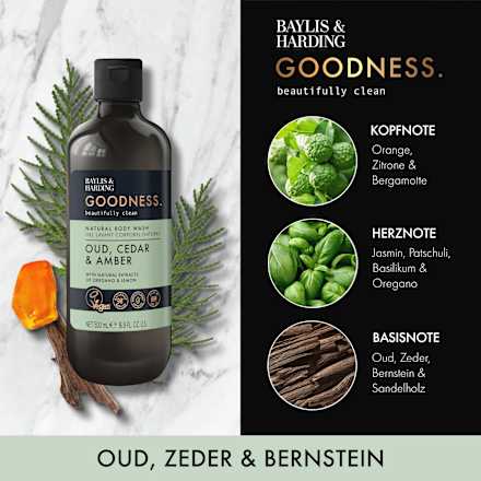 Duschgel Goodness Oud, Cedar & Amber Baylis & Harding