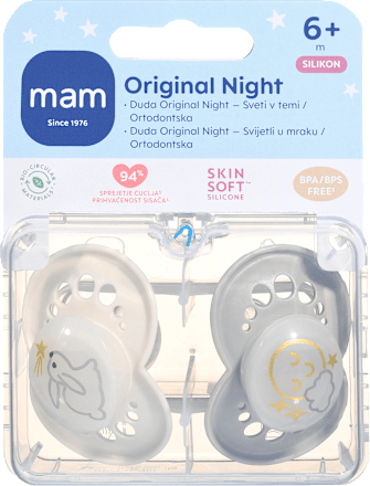 Ortodontska duda Original Night, 6m+, več različic mam