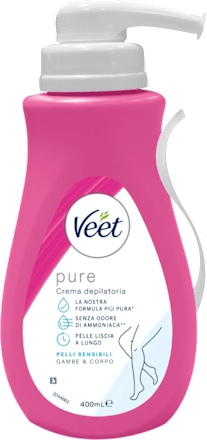 Crema depilatoria gambe e corpo pure, pelli sensibili Veet