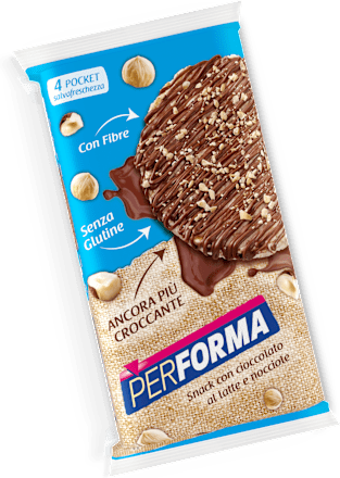 Snack con cioccolato al latte e nocciole PERFORMA