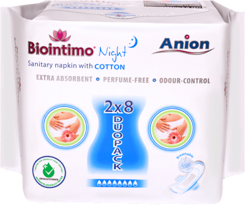 Éjszakai egészségügyi betét, duopack Biointimo