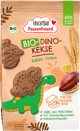 Kinderkekse Dino-Kekse Kakao-Dinkel ab 3 Jahren FRUCHTBAR Pausenfreund
