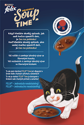 Soup polévky pro kočky hovězí, kuře, jehněčí 6x48g Felix