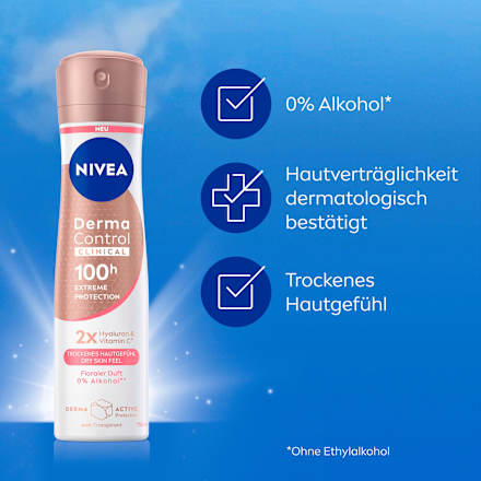 Antitranspirant Deospray Derma Control Clinical Trockenes Hautgefühl NIVEA