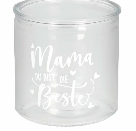 Kerzenhalter aus Glas "Mama du bist die Beste", klar Dekorieren & Einrichten