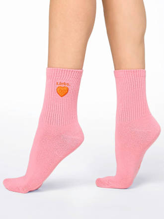 Crew Socken mit Herz-Stickerei pink Gr. 39-42 nur die