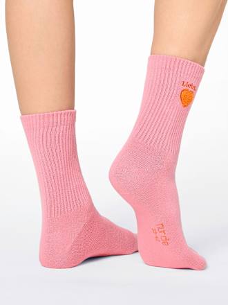 Crew Socken mit Herz-Stickerei pink Gr. 39-42 nur die