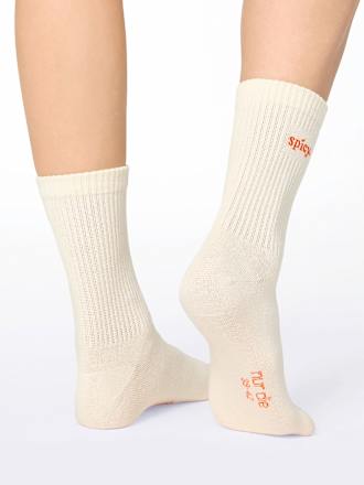 Crew Socken mit spicy-Stickerei beige Gr. 35-38 nur die