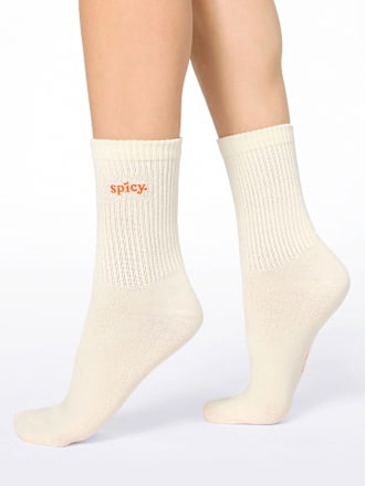 Crew Socken mit spicy-Stickerei beige Gr. 35-38 nur die