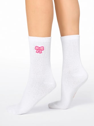 Crew Socken mit Schleifen-Stickerei weiß Gr. 35-38 nur die