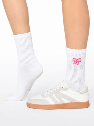 Crew Socken mit Schleifen-Stickerei weiß Gr. 35-38 nur die