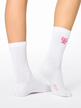 Crew Socken mit Schleifen-Stickerei weiß Gr. 39-42 nur die