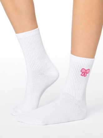 Crew Socken mit Schleifen-Stickerei weiß Gr. 39-42 nur die