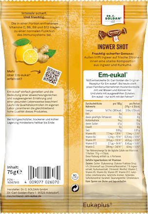 Bonbon, Ingwer Shot, gefüllt Em-eukal