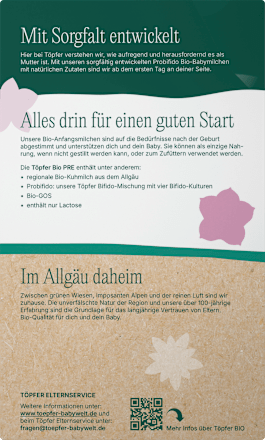 Anfangsmilch Pre von Geburt an Töpfer